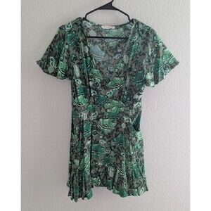 Spell & The Gypsy Winona Mini Dress Women's Size Medium Ivy Green Floral Dress